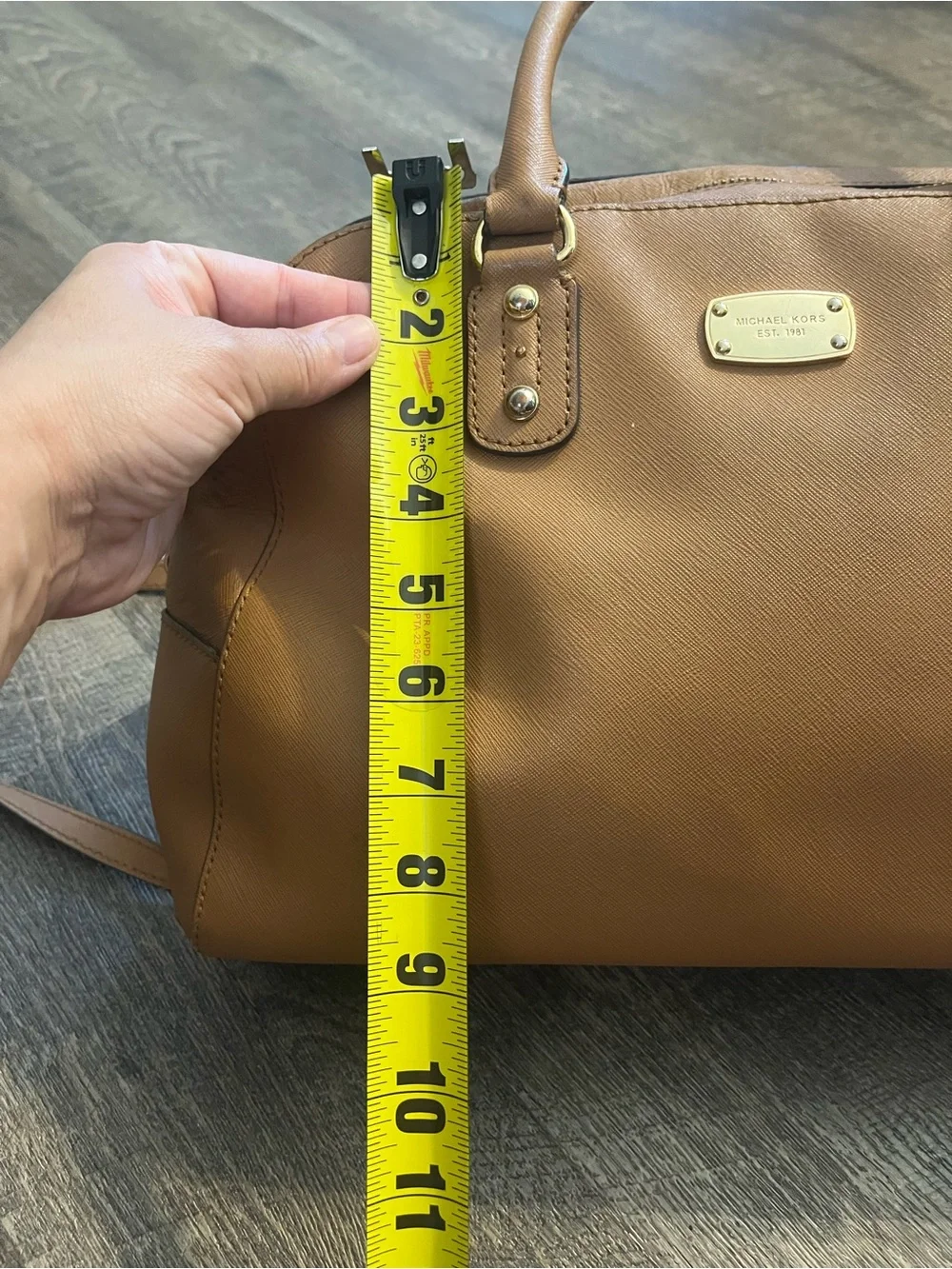 Michael Kors Camel Leather Dome Satchel with Gold Hardware Purse